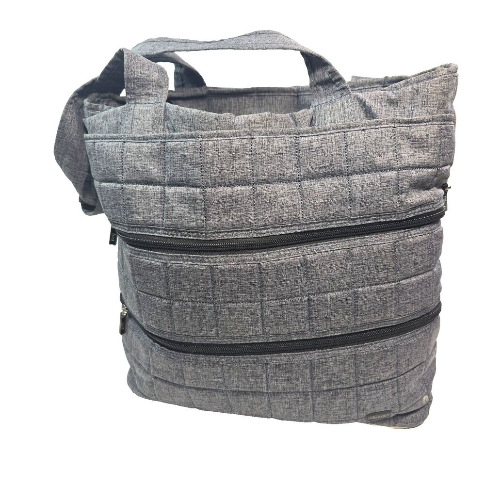 Lug Gray Heather Travel Tote Shoulder Bag Multi Pocket Organizer 16" Lightweight